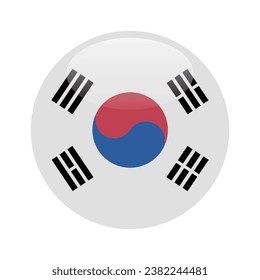 The flag of South Korea. Button flag icon. Standard color. Circle icon flag. 3d illustration. Computer illustration. Digital illustration. Vector illustration.