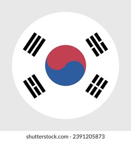 The flag of South Korea. Button flag icon. Standard color. Circle icon flag. Computer illustration. Digital illustration. Vector illustration.