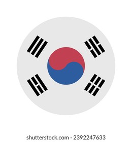 The flag of South Korea. Button flag icon. Standard color. Circle icon flag. Computer illustration. Digital illustration. Vector illustration.