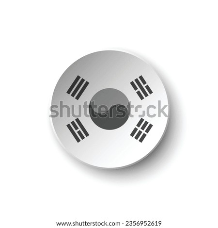 The flag of South Korea. Button flag icon. Grey icon. Circle icon flag. Computer illustration. Digital illustration. Vector illustration.