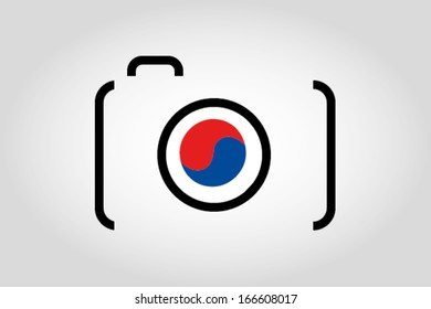 The flag of South Korea in a Camera Lens