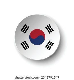 La bandera de Corea del Sur. Indicador de icono de círculo. Icono de indicador de botón. Color estándar. 3 quinquies ilustración. Ilustración del equipo. Ilustración digital. Ilustración vectorial.