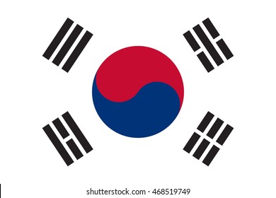 Flag of South Korea in correct size, proportions and colors. Accurate dimensions. South Korean national flag.