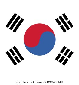 Bandera de Corea del Sur, Corea del Sur es un país del este de Asia que cubre la parte sur de la península coreana. Al norte, la República de Corea está rodeada por Corea del Norte.