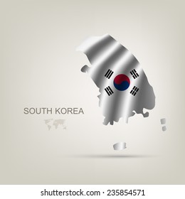 flag of South Korea as a country with a shadow