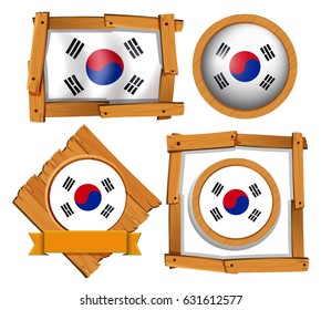 Bandera de Corea del Sur en diferentes ilustraciones
