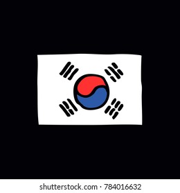 Flag of south Korea doodle icon