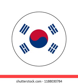 Flag of south korea, flat icon. Simple, vector illustration for web or mobile app