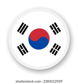 Flag of South Korea flat icon. Round vector element with shadow underneath. Best for mobile apps, UI and web design.