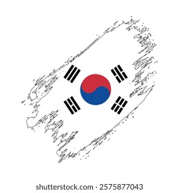 Flag of South Korea Grunge Brush Stroke Style Vector