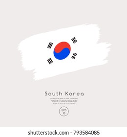 Flag of South Korea in Grunge Brush Stroke : Vector Illustration