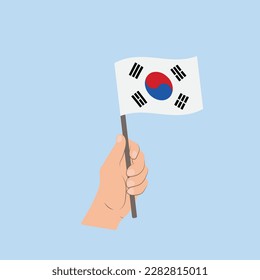 Flag of South Korea, Hand Holding flag