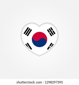 Flag of South Korea heart shape,  Korean flag Illustration