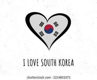 Flag of South Korea in a heart shape. Korea flag vector icon.
