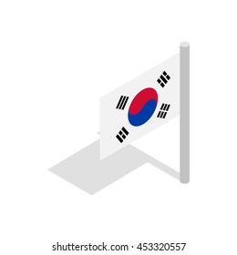 Flag of South Korea icon in isometric 3d style isolated on white background