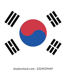 La bandera de Corea del Sur. Icono de marca. Color estándar. Una bandera cuadrada. Ilustración del equipo. Ilustración digital. Ilustración vectorial.