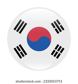 The flag of South Korea. Flag icon. Standard color. Circle icon flag. 3d illustration. Computer illustration. Digital illustration. Vector illustration.