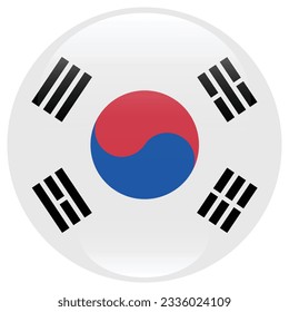 La bandera de Corea del Sur. Icono de marca. Color estándar. Indicador de icono de círculo. 3 quinquies ilustración. Ilustración del equipo. Ilustración digital. Ilustración vectorial.