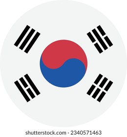 La bandera de Corea del Sur. Icono de marca. Color estándar. Indicador de icono de círculo. 3 quinquies ilustración. Ilustración del equipo. Ilustración digital. Ilustración vectorial.