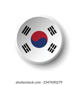 Flag of South Korea. South Korea flag icon. Standard color. Circle icon flag. 3d illustration. Computer digital vector illustration.