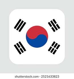 The flag of south korea. Flag icon. Standard color. flat vector square with rounded corners Computer illustration. Digital illustration. Vector illustration.	