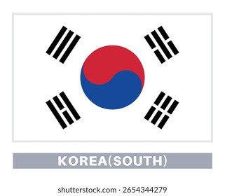 Flag of south korea. Flag icon. Standard colors. Standard size. Rectangular flag.