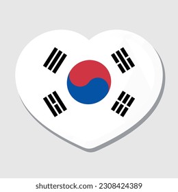 Flag of South Korea icon. Vector heart sticker. Best for mobile apps, UI and web design.