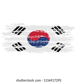 Flag of South Korea the illustration vector on a white background, brush stroke Design Elements