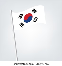 flag of south Korea, infographics label isolated on white background,Waving South Corea Flag Isolated On A White Background. Vector Illustration. Official Colors And Proportion. Independence Day.