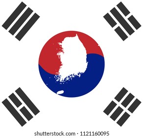 Flag of South Korea inside with map