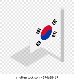 Flag of South Korea isometric icon 3d on a transparent background vector illustration