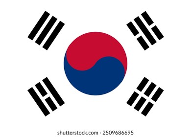 Bandera de Corea del Sur, también conocida como Taegeukgi, símbolo del país, yin-yang