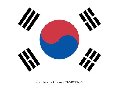 Flag of South Korea. The Korean white flag in the middle of which is the sign of yin and yang, trigrams are located in the corners. State symbol of the Republic of Korea.