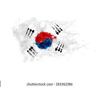 Flag of South Korea ( Republic of Korea ) made of colorful splashes