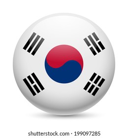 Flag Of South Korea As Round Glossy Icon. Button With South Korean Flag