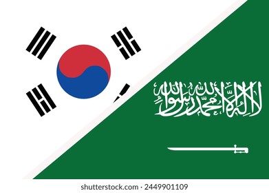 Flagge von Südkorea und Saudi-Arabien Konzept Grafikelement Illustration Vorlage Design
