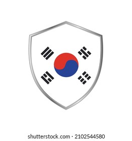 Flagge Südkoreas mit silbernem Rahmen