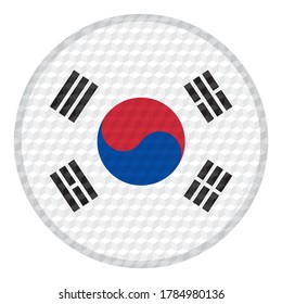 Flagge Südkoreas Vektorgrafik. Südkoreanische Flag-Taste mit Cube-Muster einzeln auf weißem Hintergrund