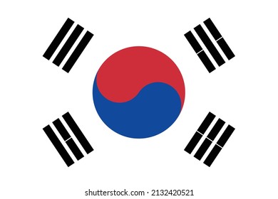 Flag of South Korea vector illustration eps10. The national flag of South Korea, also known as the Taegukgi (also spelled as Taegeukgi, lit. 'Taiji flag') and colloquially known as the flag of Korea.