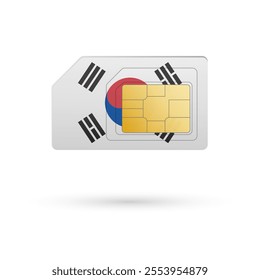 Flag of South Korea. Vector illustration of SIM Card with flag on white background