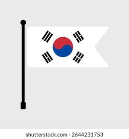 Bandeira da Coreia do Sul. Coreia do Sul bandeira vetor ilustração ícone design. Ícone do sinalizador de polo.