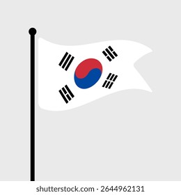 Bandeira da Coreia do Sul. Coreia do Sul bandeira vetor ilustração ícone design. Bandeira de mastro flutuante.