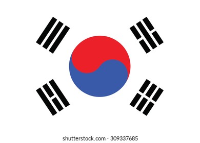Bandera de Corea del Sur. Ilustración vectorial. 