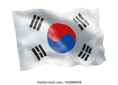 Flag of South Korea - Vector stippled illustration