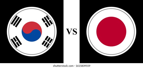 flag south korea vs japan. vector background