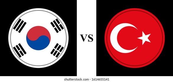 flag south korea vs turkey. vector background