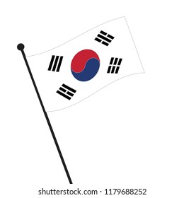 Flag of South Korea , South Korea  flag waving isolated vector illustration