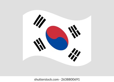 Flag of South Korea. South Korea wavy flag digital vector illustration.