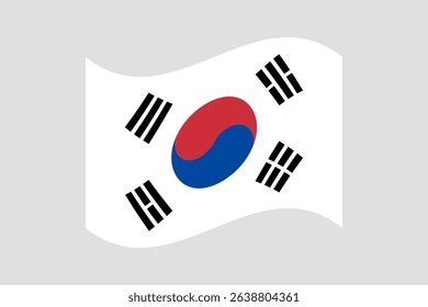 Flag of South Korea. South Korea wavy flag digital vector illustration.