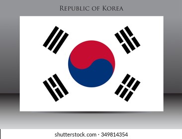 Flag of South Korea.Republic of Korea flag vector illustration.